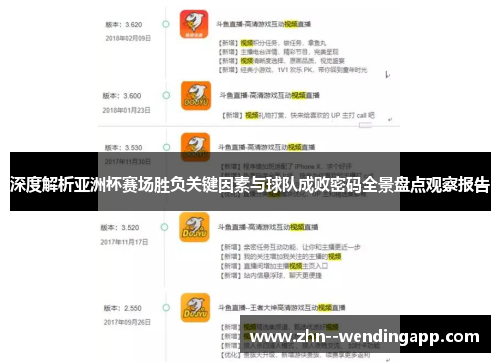 深度解析亚洲杯赛场胜负关键因素与球队成败密码全景盘点观察报告